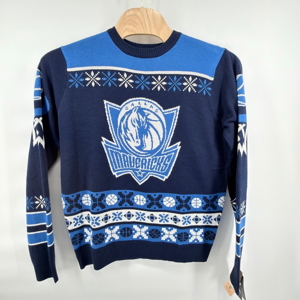 Dallas Mavericks NWT Ugly Christmas Sweater Mens Large NBA Holiday Klearvu Blue